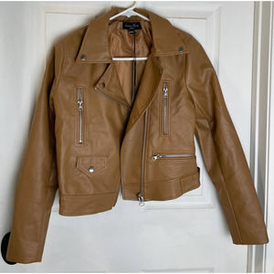 Love Tree light brown faux leather moto jacket small